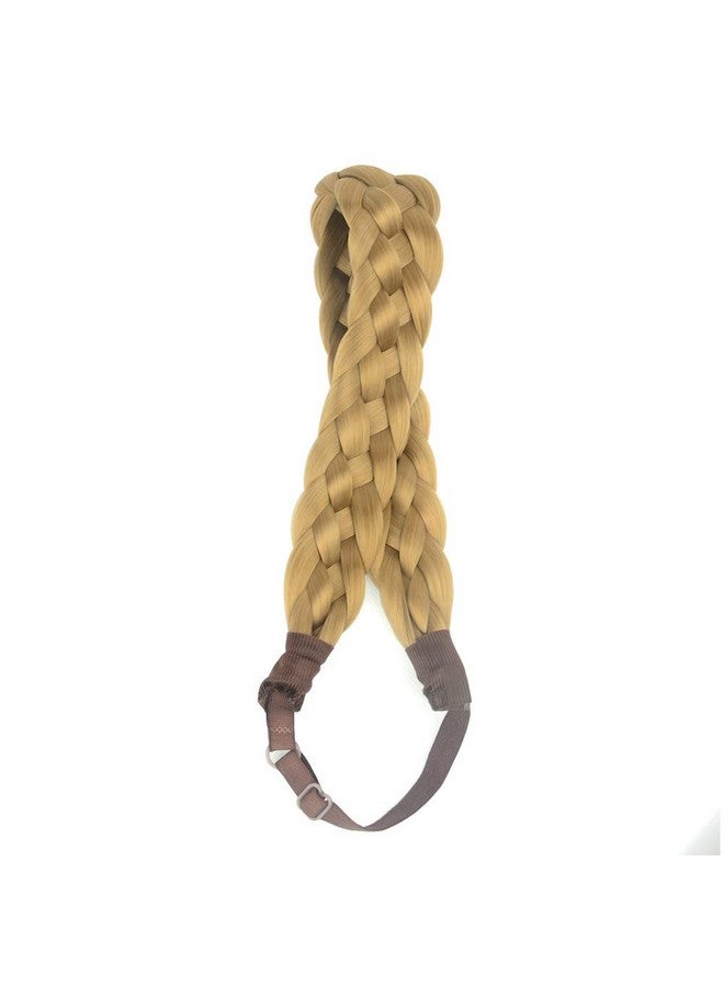 BOBIYA 5 Strands Synthetic Hair Braided Headband Classic Chunky Wide Plaited Braids Elastic Stretch Hairpiece For Women Girl (Honey Blonde) - Image 3