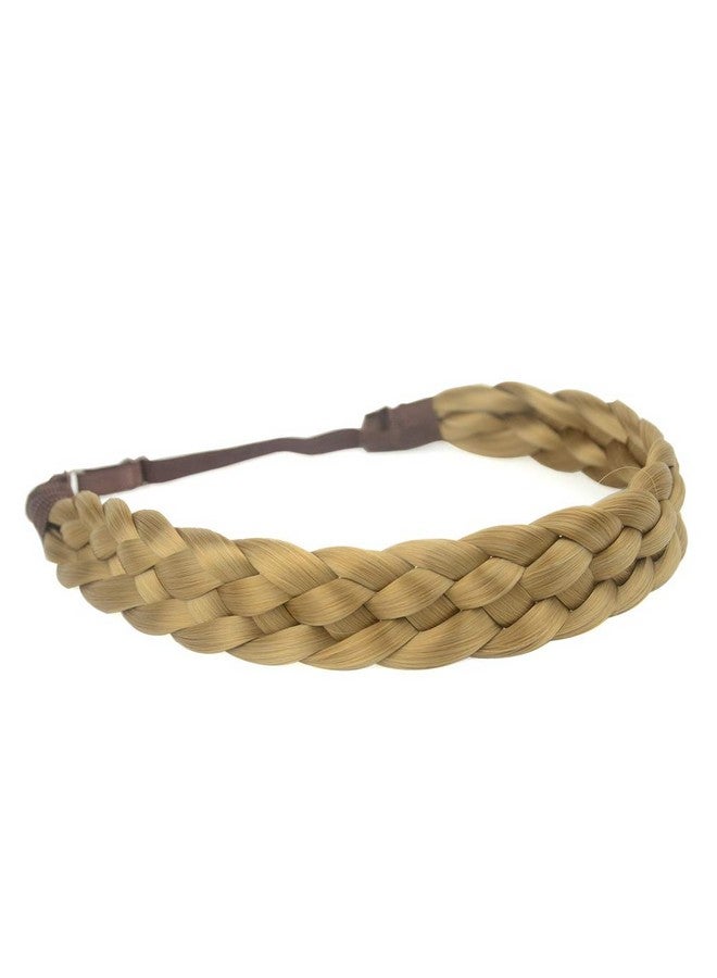 BOBIYA 5 Strands Synthetic Hair Braided Headband Classic Chunky Wide Plaited Braids Elastic Stretch Hairpiece For Women Girl (Honey Blonde) - Image 2