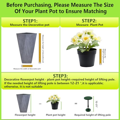 Axcoix 2 Pack Adjustable Height Plant Risers for Inside Pots, 12-21" Planter Inserts for Large Pots, Pot Fillers for Tall Square Round Taper Planters (6" 8" 10" Base or Top) - Image 3