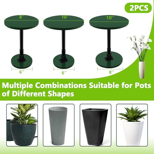 Axcoix 2 Pack Adjustable Height Plant Risers for Inside Pots, 12-21" Planter Inserts for Large Pots, Pot Fillers for Tall Square Round Taper Planters (6" 8" 10" Base or Top) - Image 2
