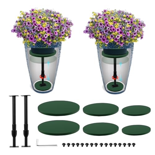 Axcoix 2 Pack Adjustable Height Plant Risers for Inside Pots, 12-21" Planter Inserts for Large Pots, Pot Fillers for Tall Square Round Taper Planters (6" 8" 10" Base or Top) - Image 1