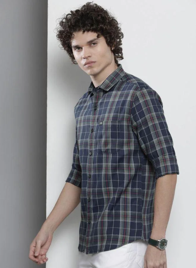 The Indian Garage Co Men Regular Fit Checkered Full Sleeves Cutaway Collar Casual Shirt
