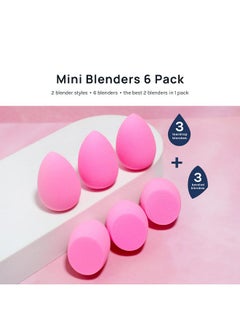 AOA STUDIO Collection Mini Makeup Sponge Set Blender Latex Free And High-Definition Of 6 For Powder Cream Liquid, Super Soft Wonder Beauty Cosmetic 3 Tear Drop + Beveled Shape (Pink)  - Image 2