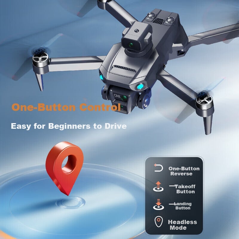 RC Quadcopter Drone with Screen Remote, Dual Camera, Optical Flow Hover, Obstacle Avoidance, 480p - Image 3