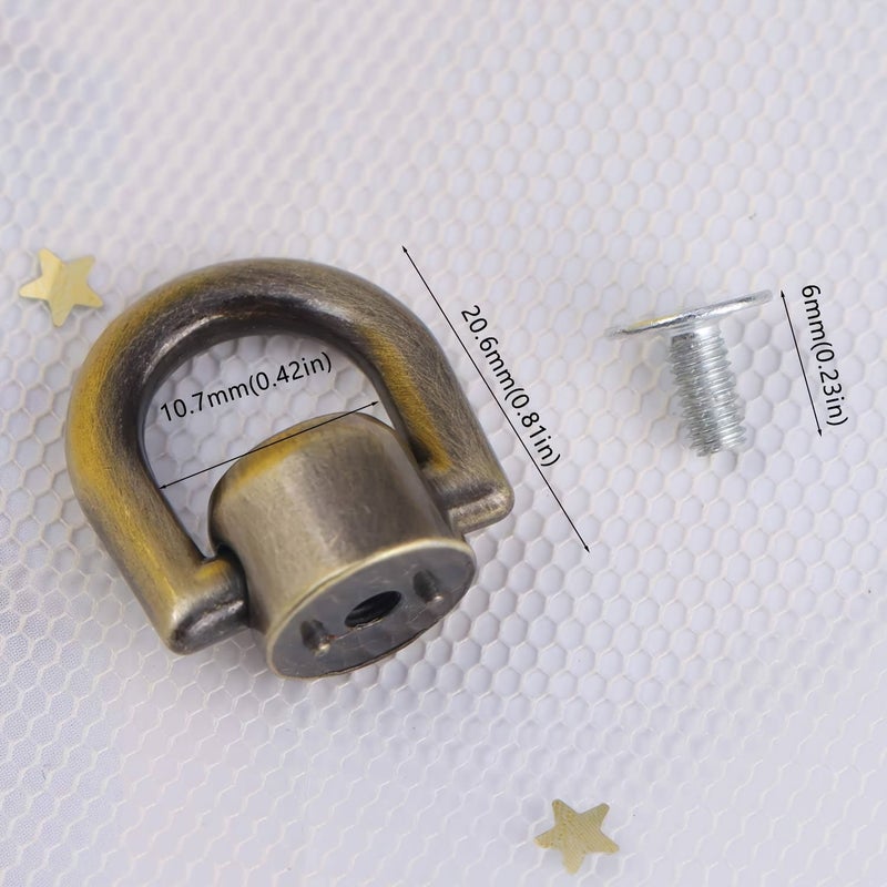 Rose Golden 4Pcs Screw Metal D Rings Rivets for Leather Purse Wallet DIY - Image 4