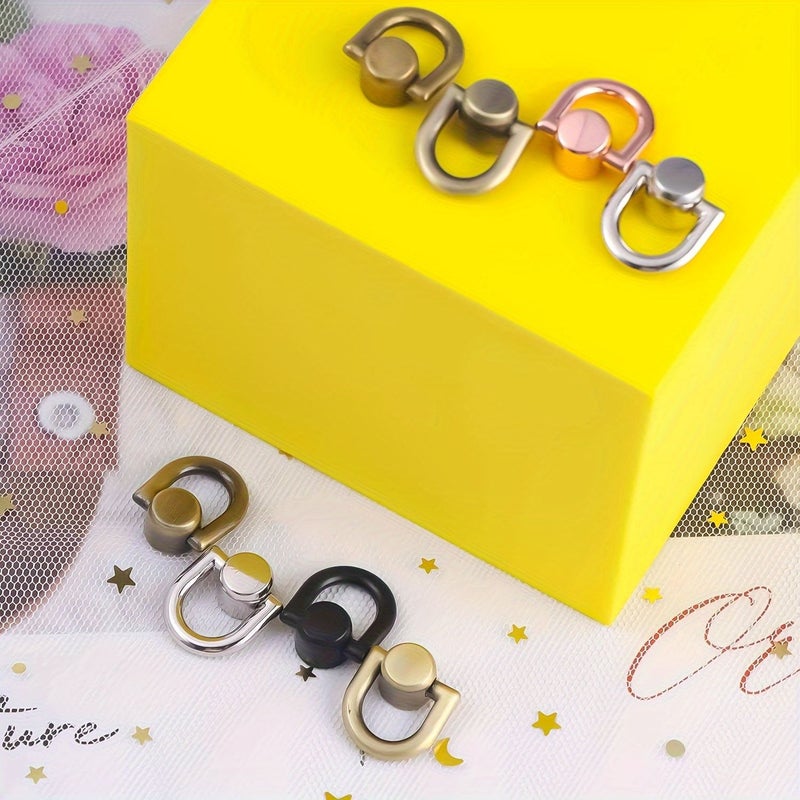 Rose Golden 4Pcs Screw Metal D Rings Rivets for Leather Purse Wallet DIY - Image 5