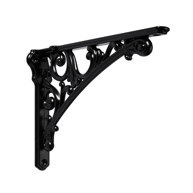 khtumeware Shelf Bracket 6 Inch Decorative Brackets for Shelving Heavy Duty Vintage Ornate Shelf Bracket Hardware Included 2 Pack Black Finish 59x42x173 inch - Image 2