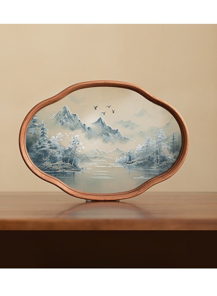 New Chinese Style Landscape Bamboo Glass Household Tea Cup And Tea Set High-End Tray  - Image 1