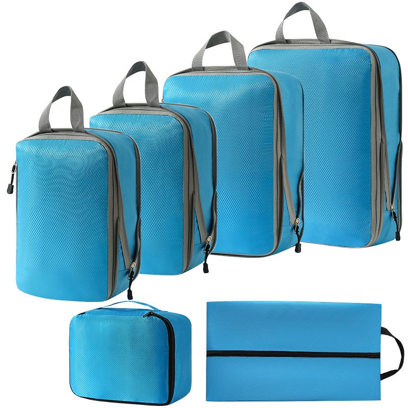 Travel Organizer Packing Cubes LuggageThree-piece set + s + shoe bag + bra bag (blue six-piece set) Three-piece set + s + shoe bag + bra bag (blue six-piece set)