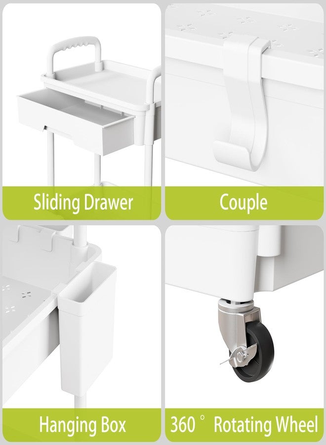 Sorgion 4 Tier Rolling Cart Organizer,Art Craft Diaper Bedside Snack Laundry Room Bathroom Organizer Narrow Thin Slim Rolling Trolley Utility Cart with Wheels for Kitchen,Office(White) - Image 4