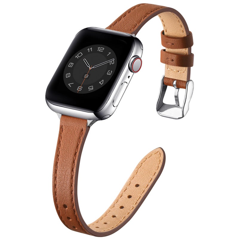 Ofrdncy Slim Leather Band Compatible with Apple Watch 49mm 46mm 45mm 44mm 42mm 41mm 40mm 38mm, Top Grain Leather Thin Strap for iWatch Ultra 2/1 Series 10 9 8 7 6 5 4 3 2 1 SE - Image 2
