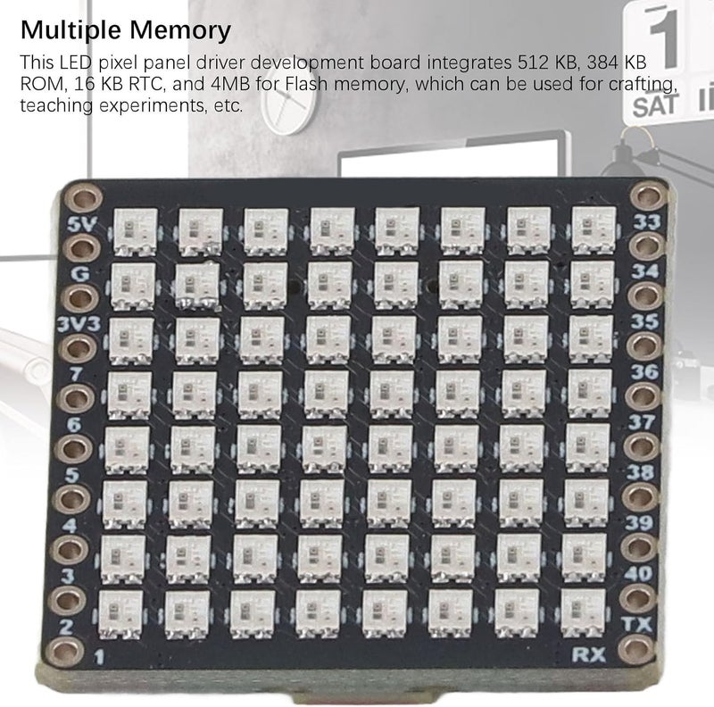 Bewinner 8x8 LED Array Micro Development Board, Development Board with IoT for S3 Chip, RGB LED Display, USB Type C Interface, 4MB Flash Memory - Image 2