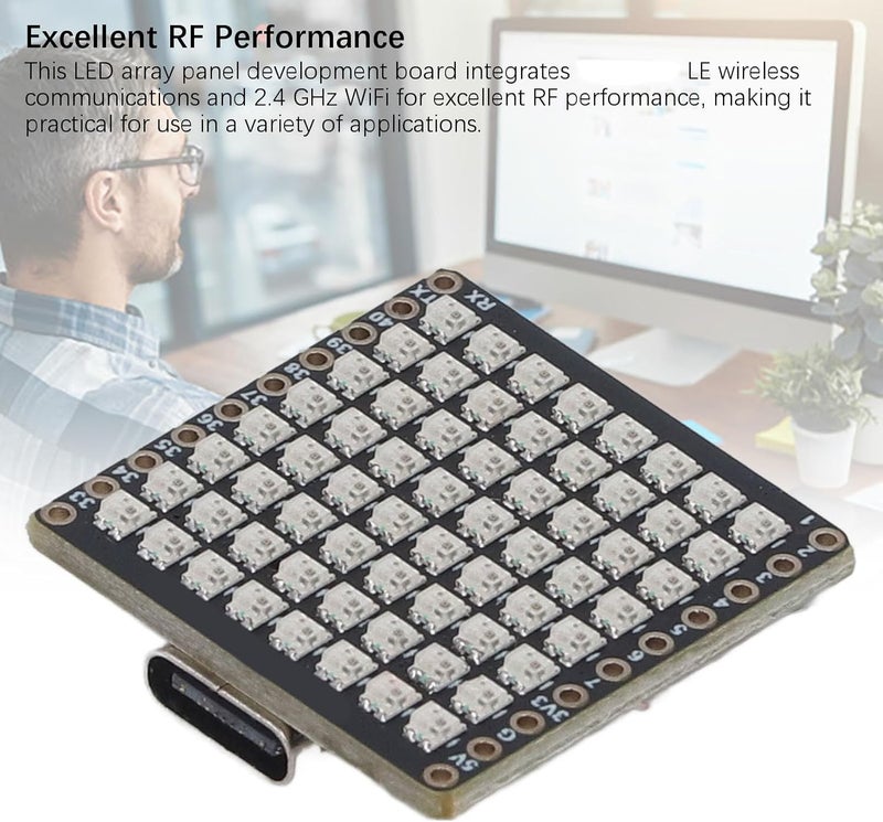 Bewinner 8x8 LED Array Micro Development Board, Development Board with IoT for S3 Chip, RGB LED Display, USB Type C Interface, 4MB Flash Memory - Image 4