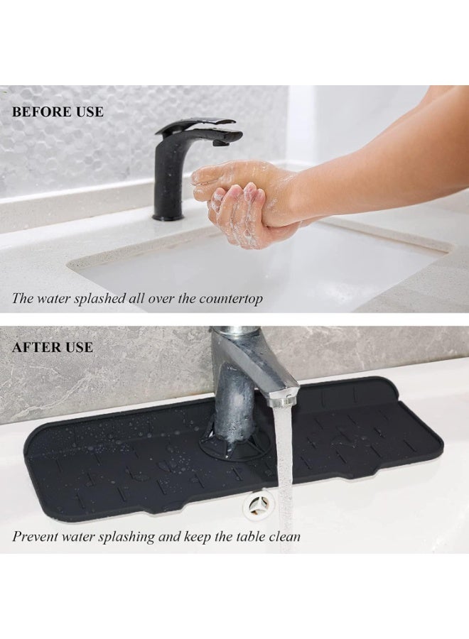 واقي رذاذ من السيليكون لحوض المطبخ حصيرة لالتقاط الماء للوضع تحت الحنفية للحمام والمطبخ -أسود -346 - Image 4