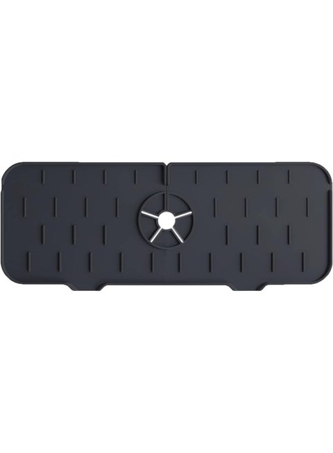 Silicone Splash Guard for Kitchen Sink Water Catcher Mat for Under Faucet Bathroom Kitchen - Black - 346