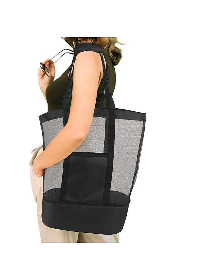 Large Mesh Beach Bag Tote Insulated Reusable Picnic Lunch for Outdoor Camping - Image 4