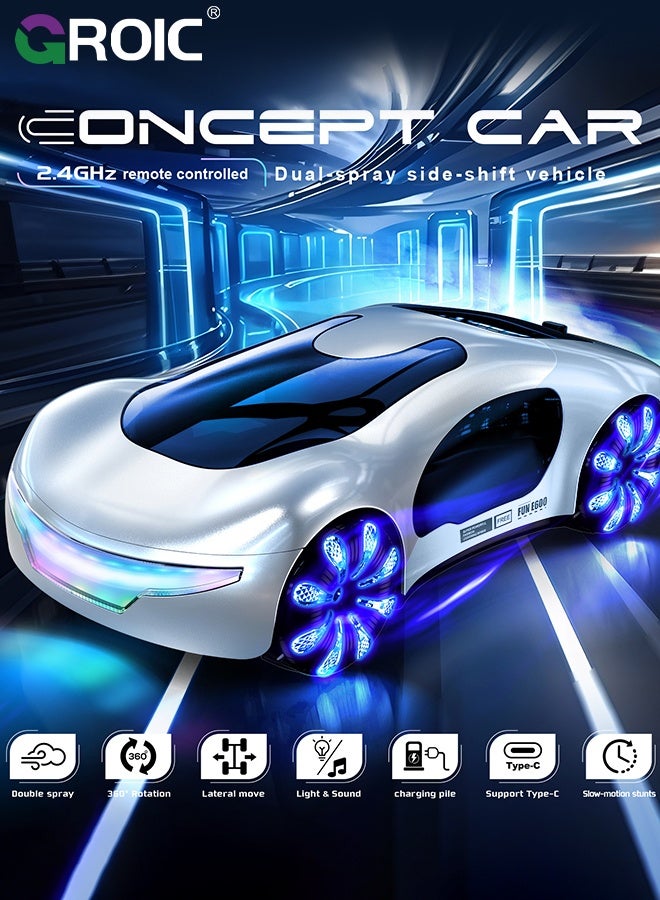 GROIC Futuristic Remote Control Car, Gesture Sensing Rc Stunt Car with Light Spray & Sound, 360° Rotate 2.4GHz RC Cars Toy for Kids,Gesture Control Remote Control Car - Image 2
