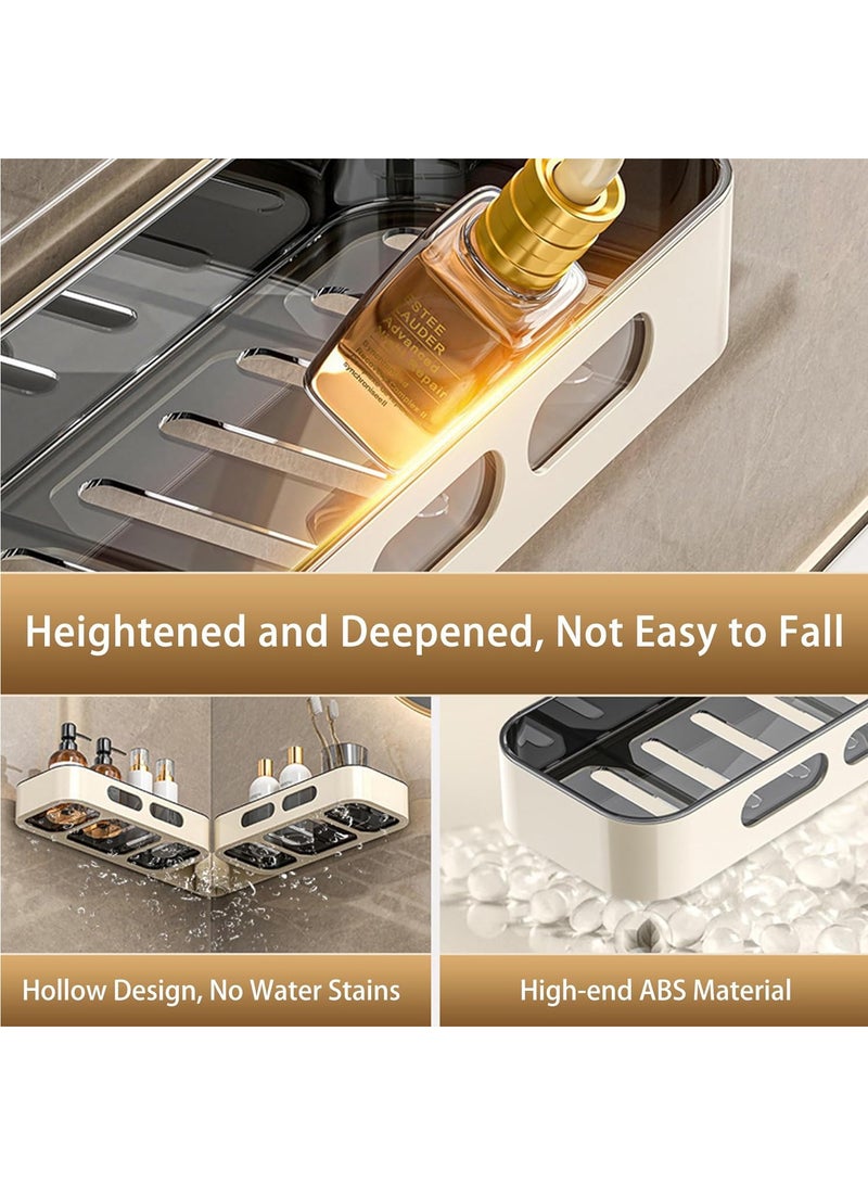 هاي هونور منظم دش زاوية للحمام، رف جداري لاصق ذاتي بدون حفر، دوران 180°، تصريف مجوف، بلاستيك ABS، رف تخزين للحمام والمطبخ وحوض الغسيل، منظم دش زاوية للحمام، رف جداري لاصق ذاتي بدون حفر، دوران 180°، تصريف مجوف، بلاستيك ABS، رف تخزين للحمام والمطبخ وحوض الغسيل، أبيض - Image 3