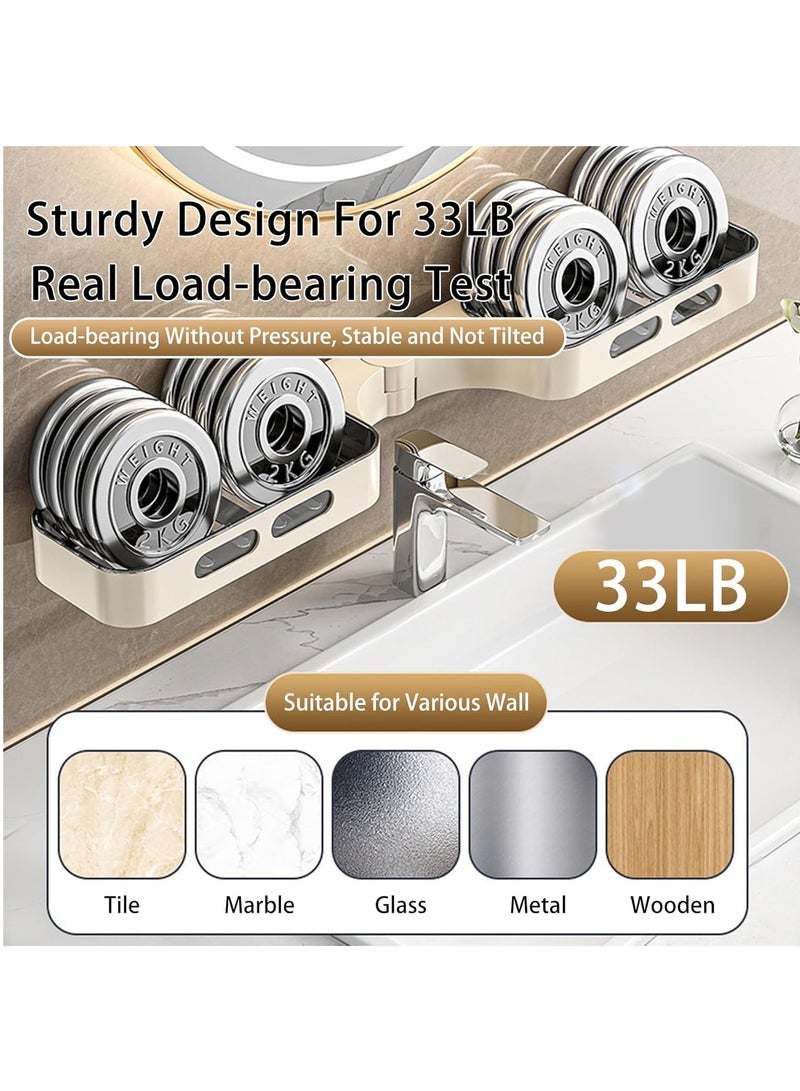 هاي هونور منظم دش زاوية للحمام، رف جداري لاصق ذاتي بدون حفر، دوران 180°، تصريف مجوف، بلاستيك ABS، رف تخزين للحمام والمطبخ وحوض الغسيل، منظم دش زاوية للحمام، رف جداري لاصق ذاتي بدون حفر، دوران 180°، تصريف مجوف، بلاستيك ABS، رف تخزين للحمام والمطبخ وحوض الغسيل، أبيض - Image 4