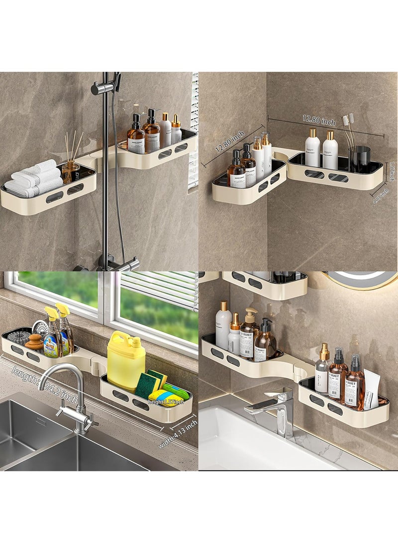 هاي هونور منظم دش زاوية للحمام، رف جداري لاصق ذاتي بدون حفر، دوران 180°، تصريف مجوف، بلاستيك ABS، رف تخزين للحمام والمطبخ وحوض الغسيل، منظم دش زاوية للحمام، رف جداري لاصق ذاتي بدون حفر، دوران 180°، تصريف مجوف، بلاستيك ABS، رف تخزين للحمام والمطبخ وحوض الغسيل، أبيض - Image 5