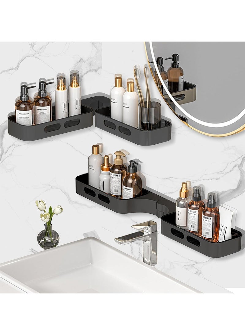 هاي هونور منظم دش زاوية للحمام، رف جداري لاصق ذاتي بدون حفر، دوران 180°، تصريف مجوف، بلاستيك ABS، رف تخزين للحمام والمطبخ وحوض الغسيل، منظم دش زاوية للحمام، رف جداري لاصق ذاتي بدون حفر، دوران 180°، تصريف مجوف، بلاستيك ABS، رف تخزين للحمام والمطبخ وحوض الغسيل، أبيض - Image 1