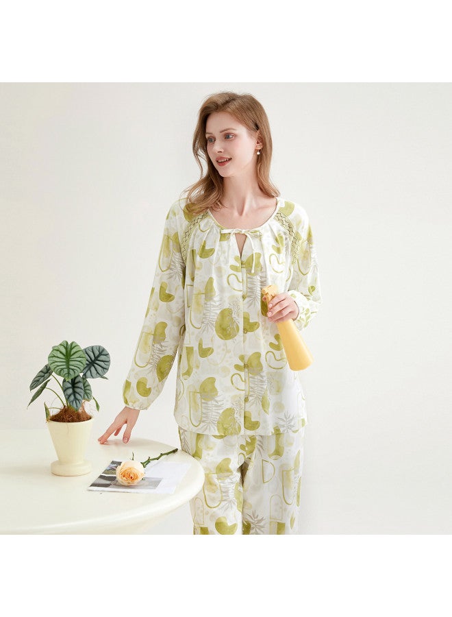 Fenton breathable Loose-fit Lace Trimmed Pajama Set For Women - Image 4