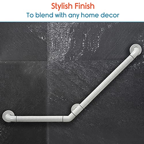 KosmoCare Stainless Steel 135° with Anti-Slip Nylon Grip Grab Bar, Wall Mounted Safety Angled Grab Bar for Bathroom | Grab Bars for Toilet Senior Citizens | Toilet Grab bar for Elderly (600 x 400mm) - Image 4