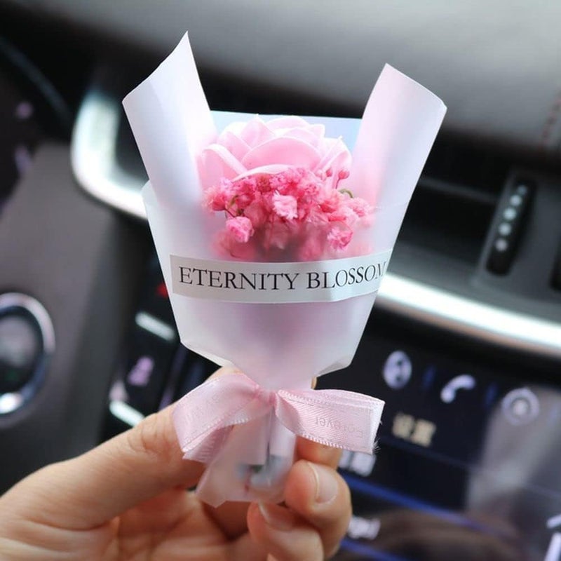 Wyjuan Pink Mini Dried Flowers Bouquet for Car Air Vent Clips - Elegant Air Freshener Decoration - Image 5