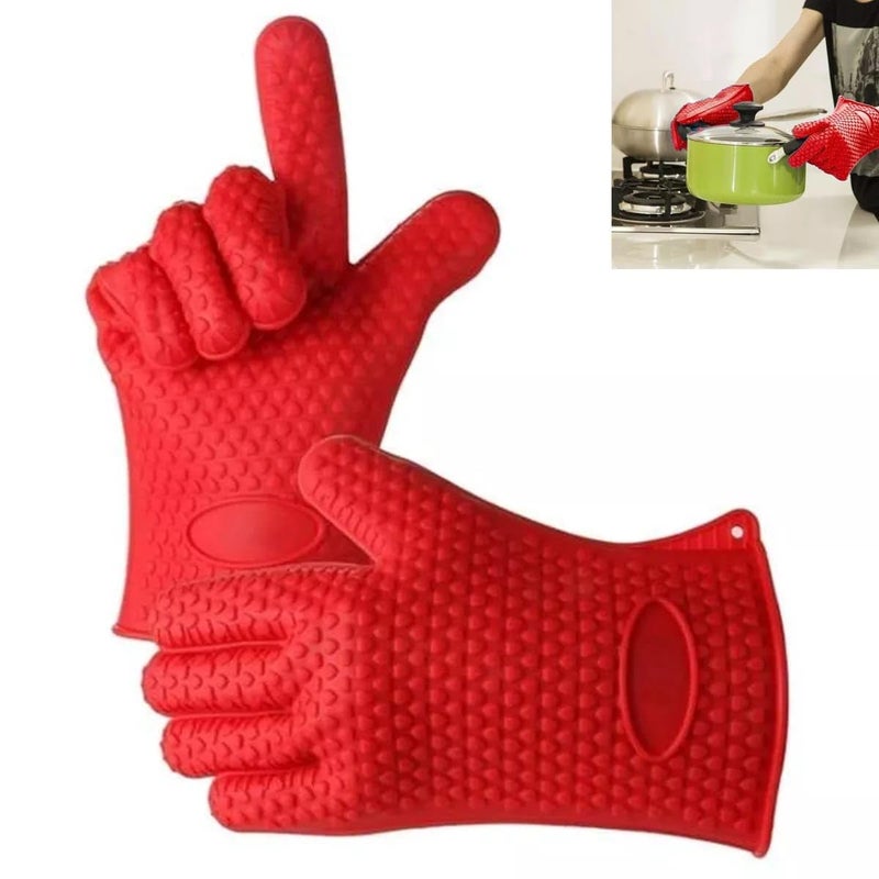 NH Fashion Hub NH Fashion Hub 1Pcs Silicone AntiSkid Heat Resistant Hand Glove Heat Insulation Glove Microwave Oven Mitts Used for Home Kitchen Restaurant Hotel for Roasting Grilling Baking Cooking  - Image 1