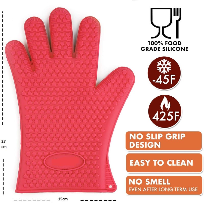 NH Fashion Hub NH Fashion Hub 1Pcs Silicone AntiSkid Heat Resistant Hand Glove Heat Insulation Glove Microwave Oven Mitts Used for Home Kitchen Restaurant Hotel for Roasting Grilling Baking Cooking  - Image 2