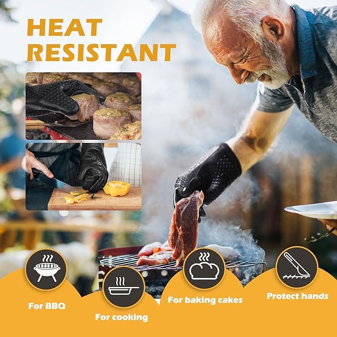 NH Fashion Hub NH Fashion Hub 1Pcs Silicone AntiSkid Heat Resistant Hand Glove Heat Insulation Glove Microwave Oven Mitts Used for Home Kitchen Restaurant Hotel for Roasting Grilling Baking Cooking  - Image 4