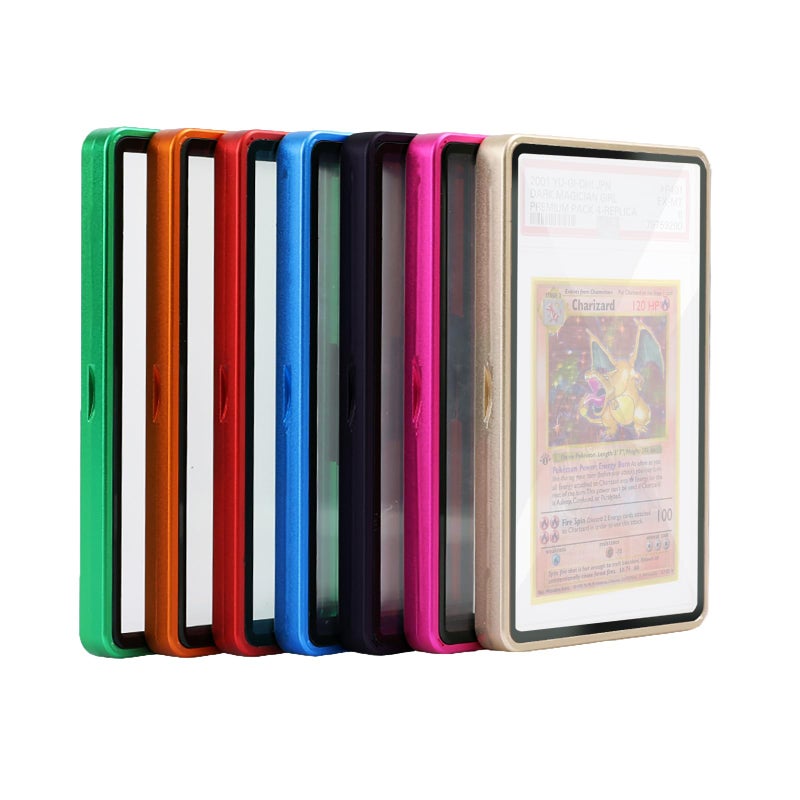 Snado PSA CGC Slab Protector Metal Slab Bumper Case UV Resistant Graded Grade Guard Stackable Magnetic Aluminum Card Holder for Graded Display Cards Sleeves Protection Layer Gold - Image 2