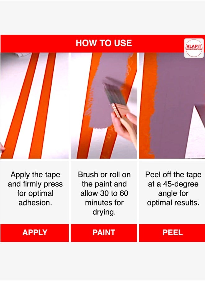 KLAPiT KLAPiT Waterproof Masking Tape 1 Inch X 50m, Painters Tape, Paper Tape, Washi Tape for Painting, Home Office, Red Tape for Painters, Industrial Masking Tape for Extreme Conditions and Usage  - Image 5