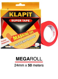 KLAPiT KLAPiT Waterproof Masking Tape 1 Inch X 50m, Painters Tape, Paper Tape, Washi Tape for Painting, Home Office, Red Tape for Painters, Industrial Masking Tape for Extreme Conditions and Usage  - Image 1
