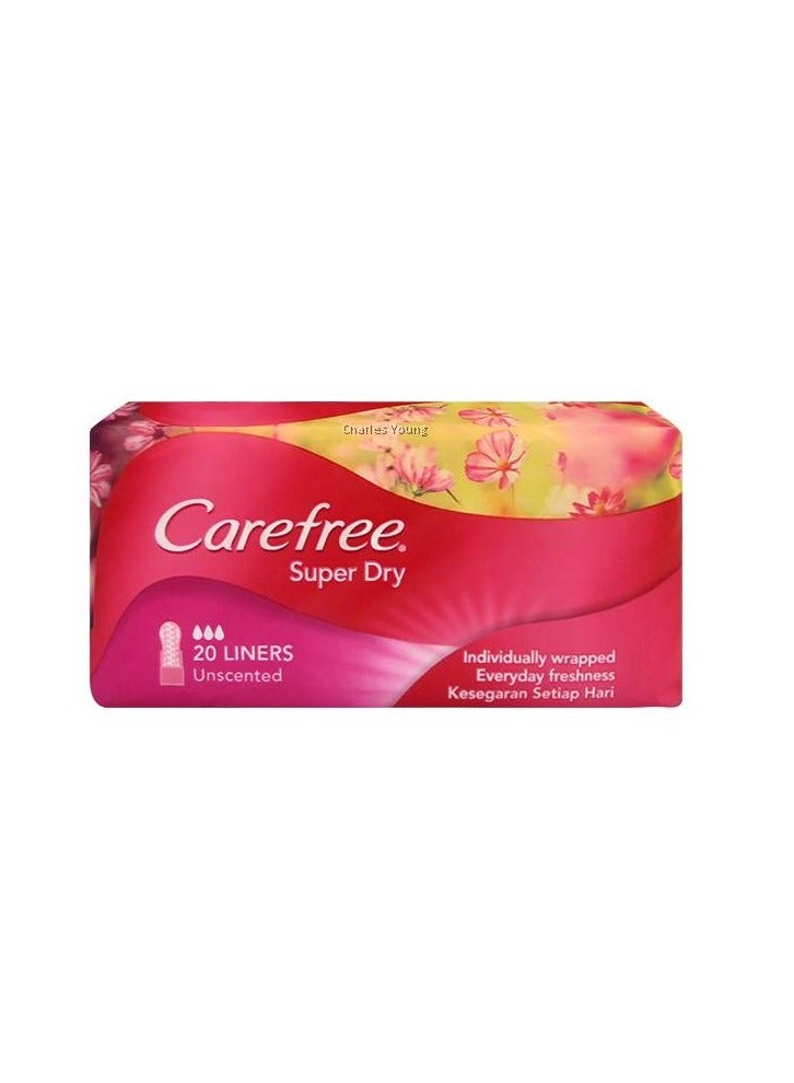 Carefree Super Dry Unscented Everyday Freshness Soft & Breathable Materials - 20 Liners 