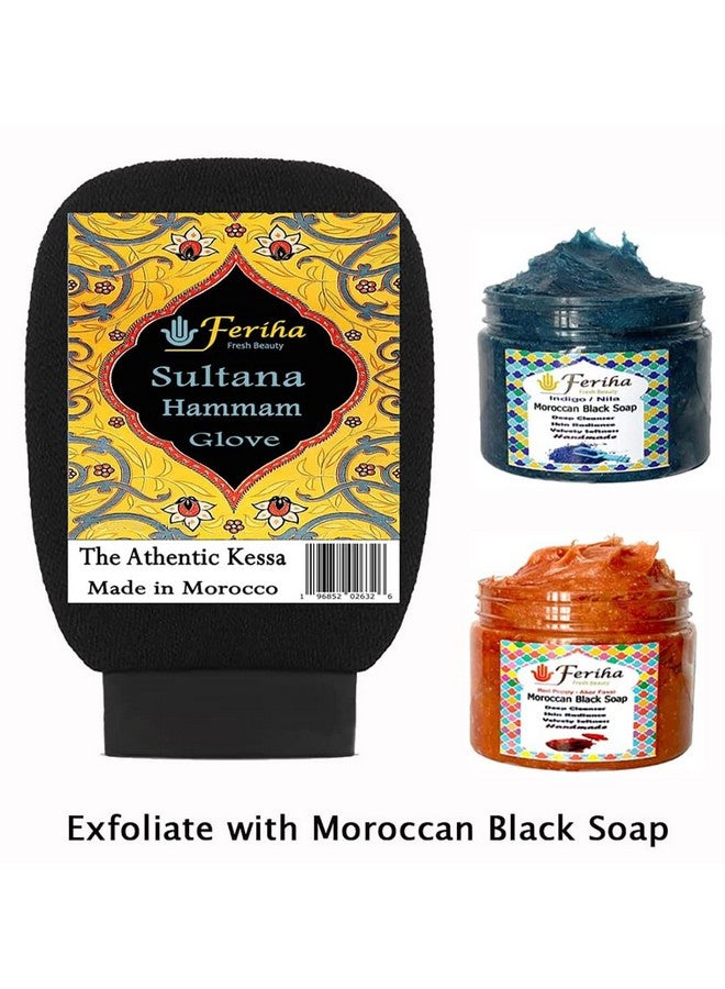 FERIHA Sultana Moroccan Kessa Glove Heavy Exfoliating Scrubber Mitt Medium Rough Long Lasting Life Use Made In Morocco  - Image 3
