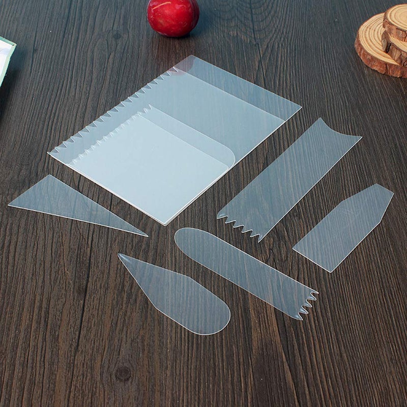 ليزنيرزم مجموعة من 9 مكشطة تزيين الكيك البلاستيكية المرنة، مجموعة مكشطة كريمية شفافة، مكشطة ملعقة تزيين الكيك والمعجنات من أجل لوازم تزيين الكيك والخبز والمطبخ بنفسك - Image 2