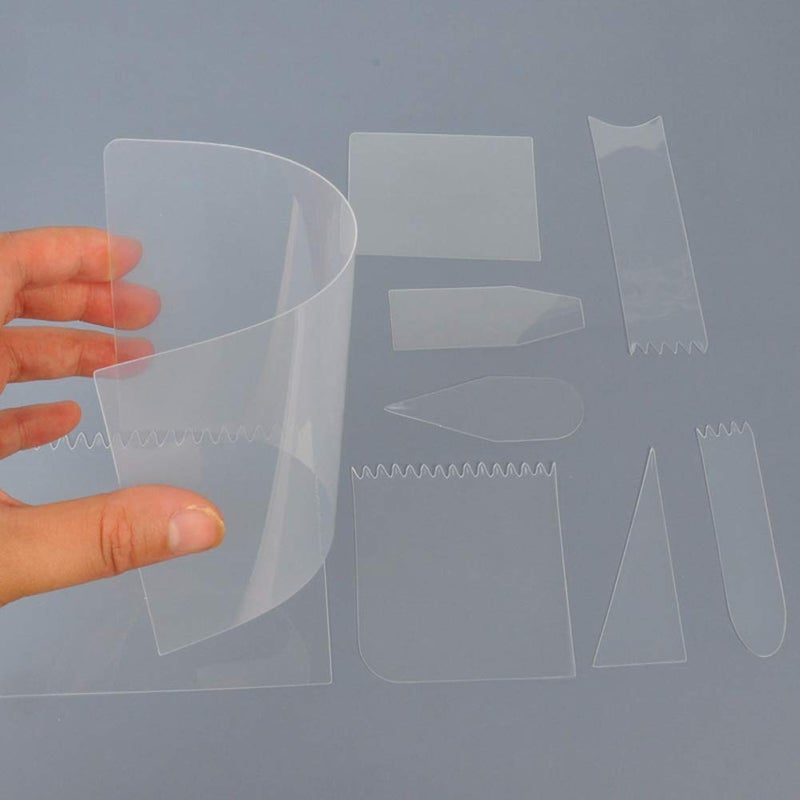 ليزنيرزم مجموعة من 9 مكشطة تزيين الكيك البلاستيكية المرنة، مجموعة مكشطة كريمية شفافة، مكشطة ملعقة تزيين الكيك والمعجنات من أجل لوازم تزيين الكيك والخبز والمطبخ بنفسك - Image 4