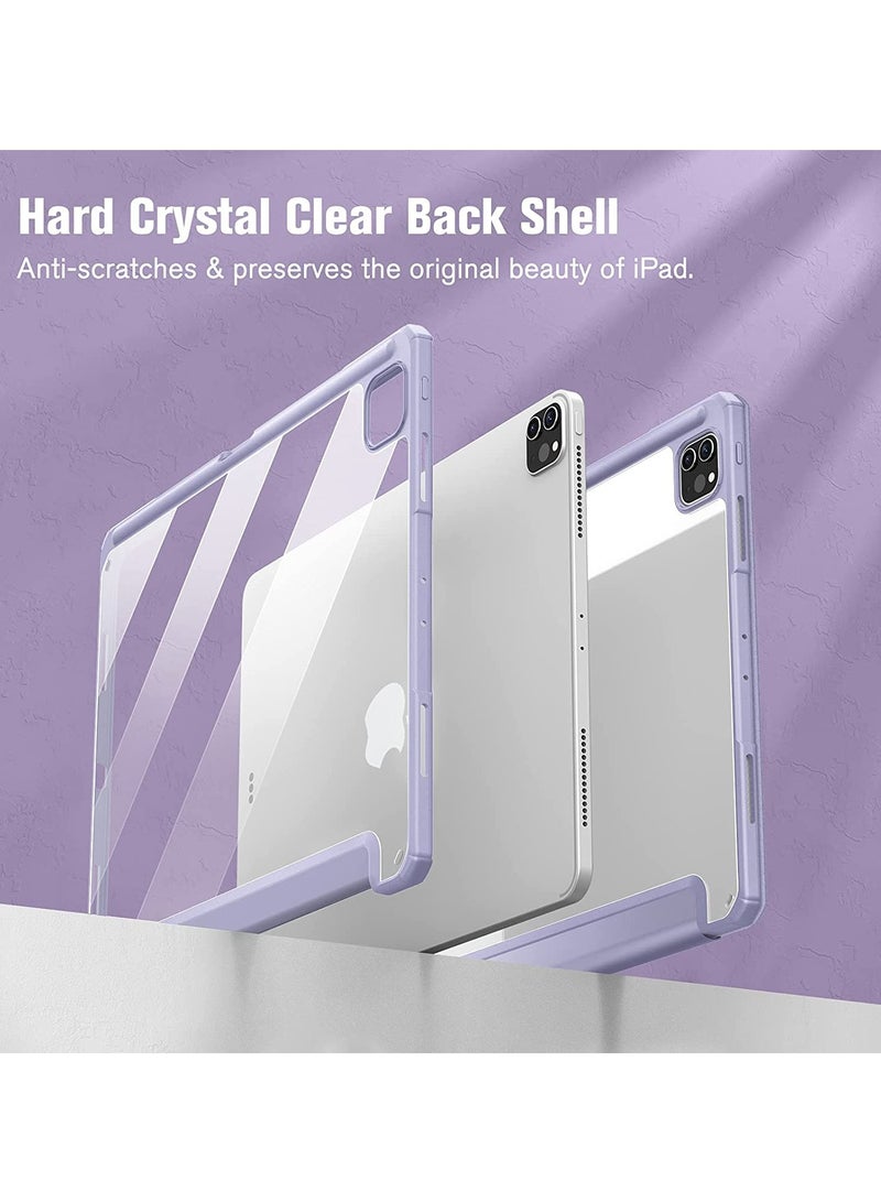 glassology Hybrid Slim Case for iPad Pro 12.9-inch 6th Gen 2022 Built-in Pencil Holder Shockproof Cover w/ C Transparent Back Shell Compatible with iPad 5th/4th/3rd Gen with Screen Protector - Image 3