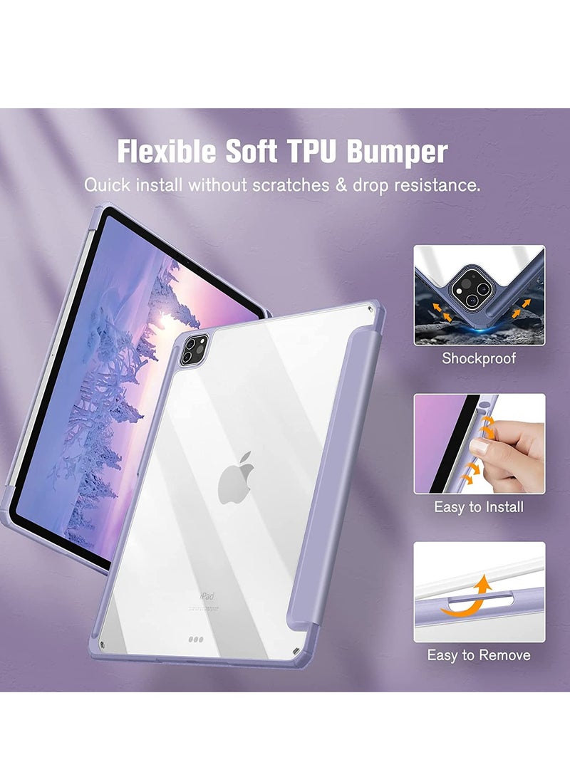 glassology Hybrid Slim Case for iPad Pro 12.9-inch 6th Gen 2022 Built-in Pencil Holder Shockproof Cover w/ C Transparent Back Shell Compatible with iPad 5th/4th/3rd Gen with Screen Protector - Image 5