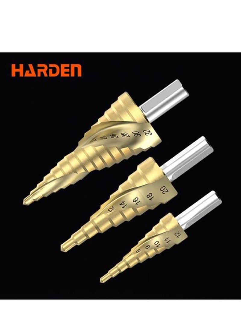 Harden 3-Piece Titanium Step Drill Bit Set for Step Drilling