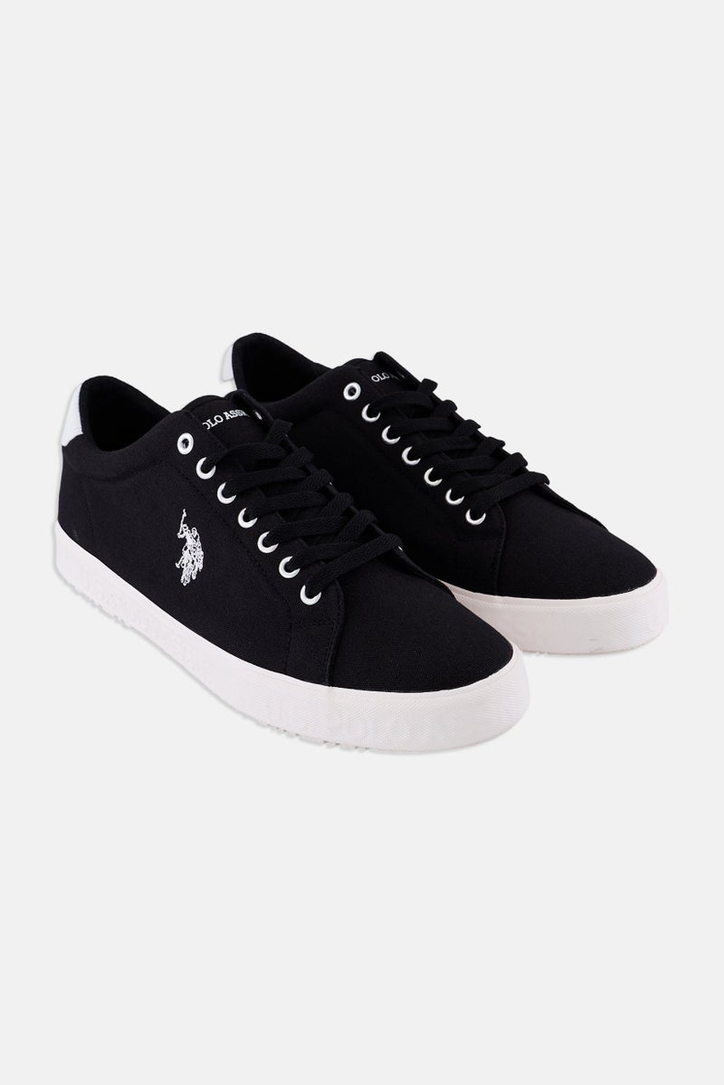 U.S. Polo Assn. Men Canvas-Eco Leather Lace Up Casual Shoes, Black  - Image 1