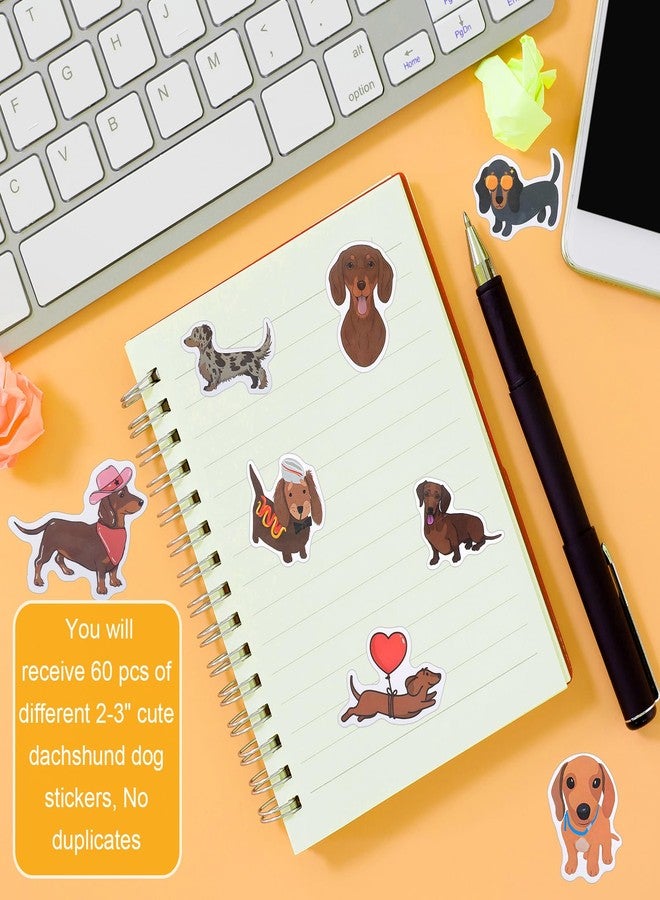YUXIANLB 60 Pieces Cute Dachshund Dog Stickers for Water Bottles, Kawaii Sausage Pet Dog Stickers, Waterproof Vinyl Decals for Dog Lovers Gift DIY Bike Luggage Phone Case Laptop Scrapbook Skateboard - Image 2