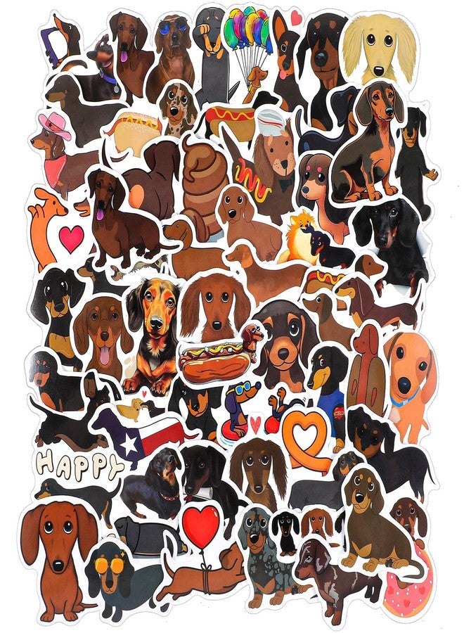YUXIANLB 60 Pieces Cute Dachshund Dog Stickers for Water Bottles, Kawaii Sausage Pet Dog Stickers, Waterproof Vinyl Decals for Dog Lovers Gift DIY Bike Luggage Phone Case Laptop Scrapbook Skateboard - Image 1