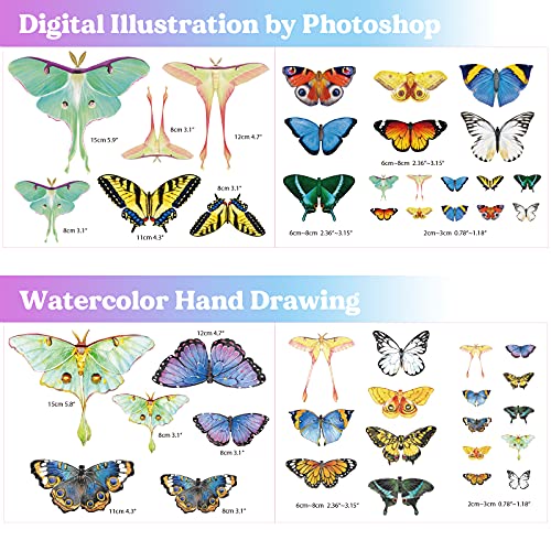 LET'S RESIN Realistic Paper Butterfly Moth,46 Pcs Double-Sided Faux Butterfly,Vintage Floral Decoration,Epoxy Resin Supplies/ Accessories for Resin Art,Crafts,Molds - Image 2