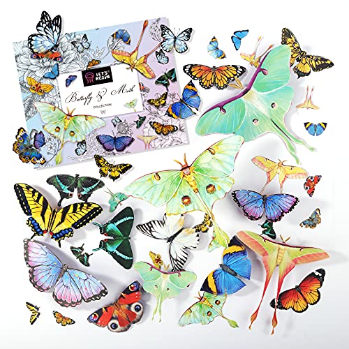 LET'S RESIN Realistic Paper Butterfly Moth,46 Pcs Double-Sided Faux Butterfly,Vintage Floral Decoration,Epoxy Resin Supplies/ Accessories for Resin Art,Crafts,Molds - Image 1