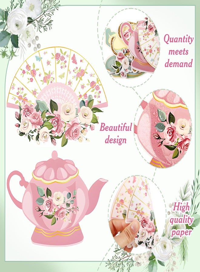 Fullhawl 12 Pack 32'' Tea Party Decorations Floral Double Sided Hanging Garland Floral Tea Party Banner Hanging Decorations for Bridal Shower Princess Birthday Wedding Favors - Image 3