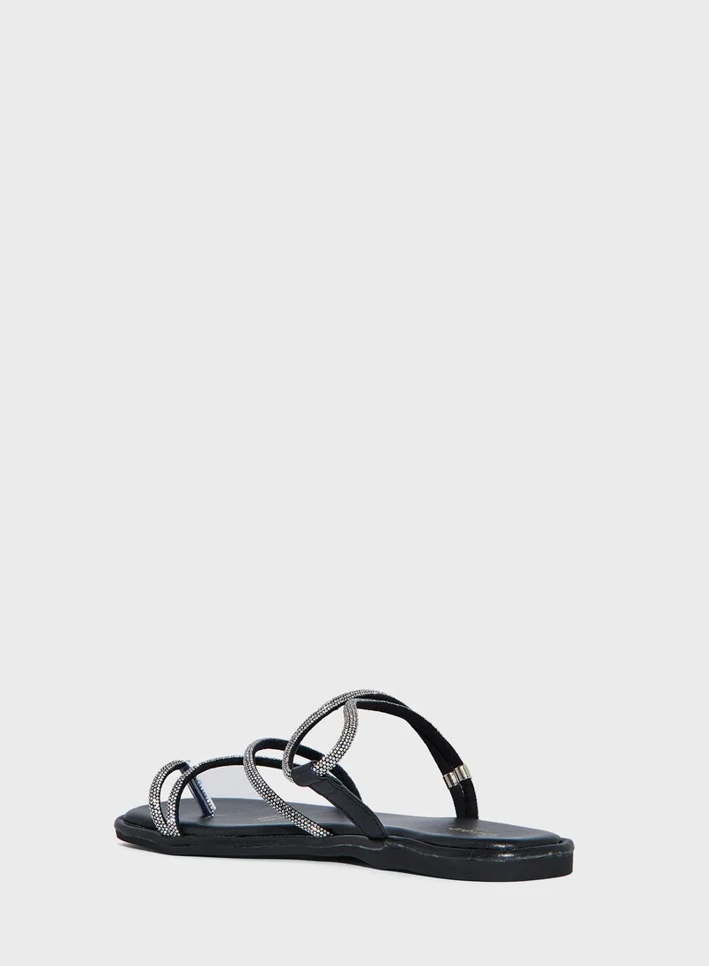 جينجر Crossover Embellished Back Strap Sandals
