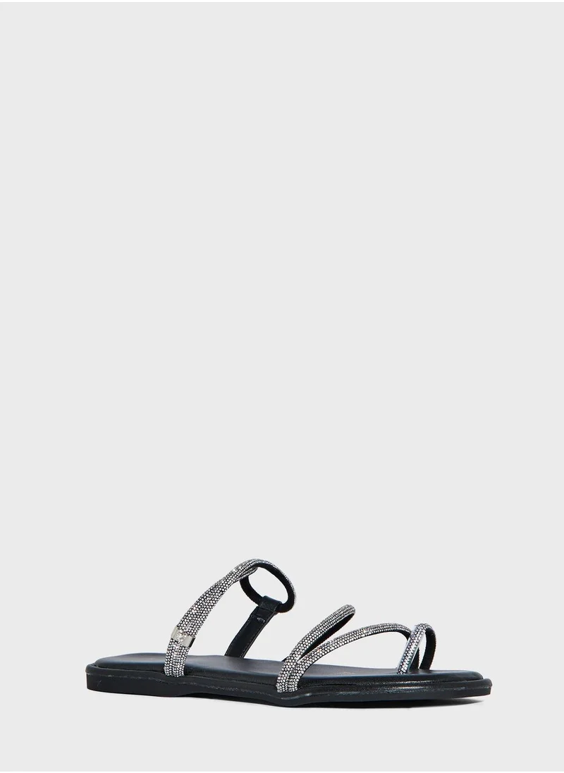 جينجر Crossover Embellished Back Strap Sandals