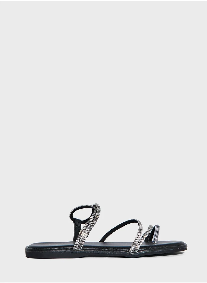 جينجر Crossover Embellished Back Strap Sandals